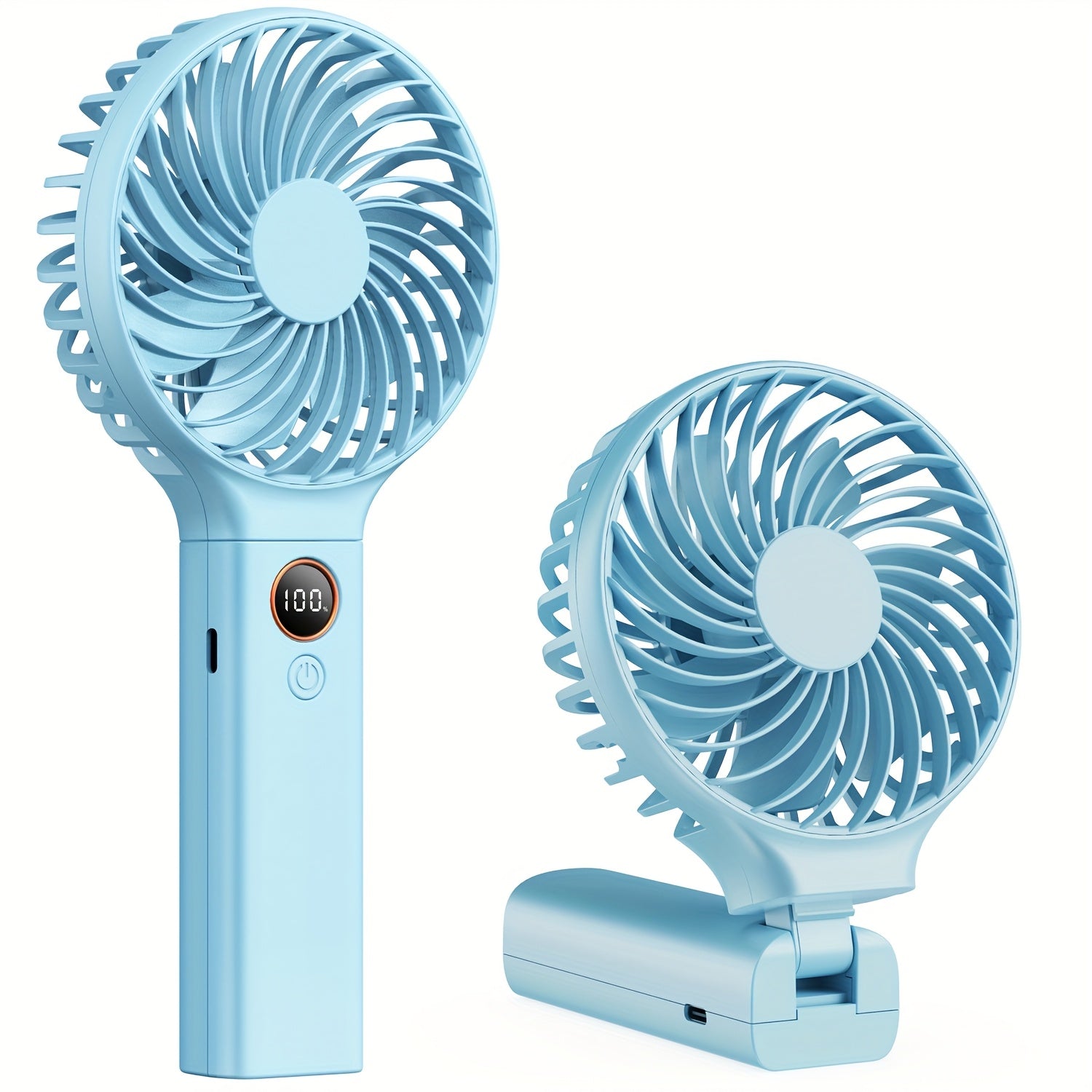 USB Handheld Fan - 6 Speeds Adjustable, 3000mAh Battery, Power Digital Display