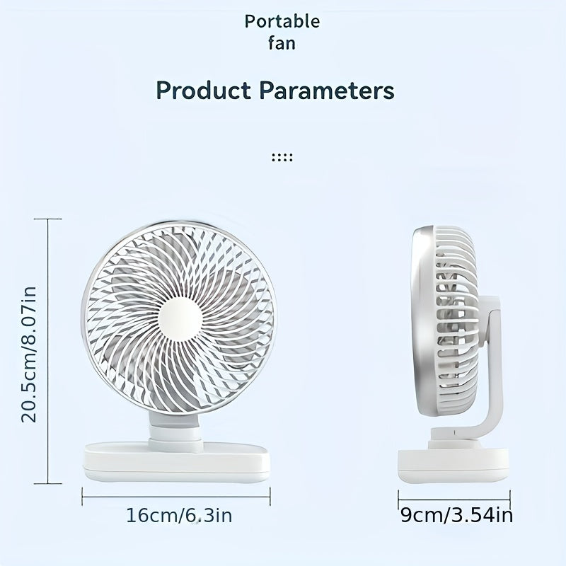 Portable Desk Fan Portable Oscillating Desk Fan | 4-Speed Control, USB Powered