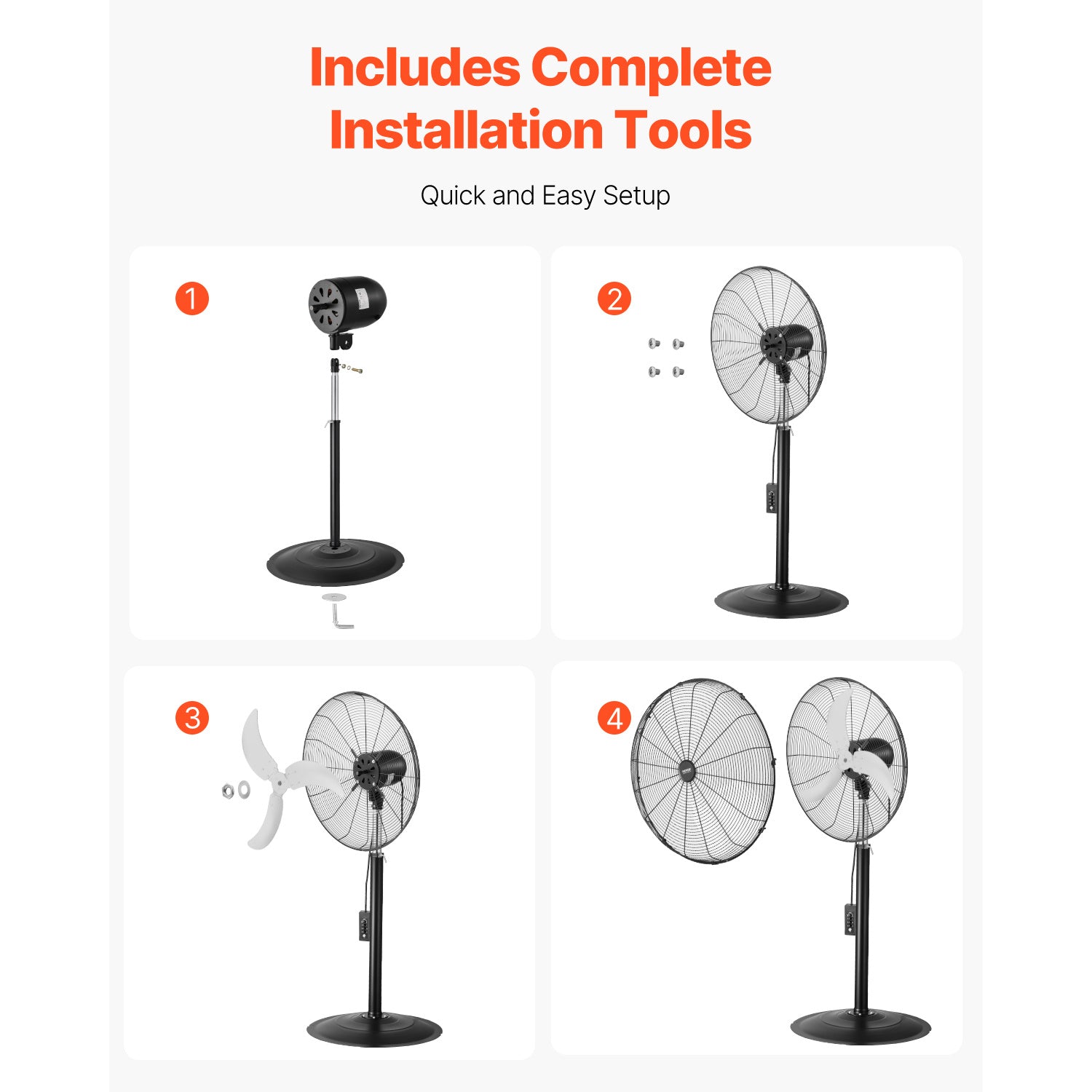 VEVOR 18\u002F20\u002F24\u002F30 inch Industrial Pedestal Fan 3-Speed Oscillating Fan Height Adjustable