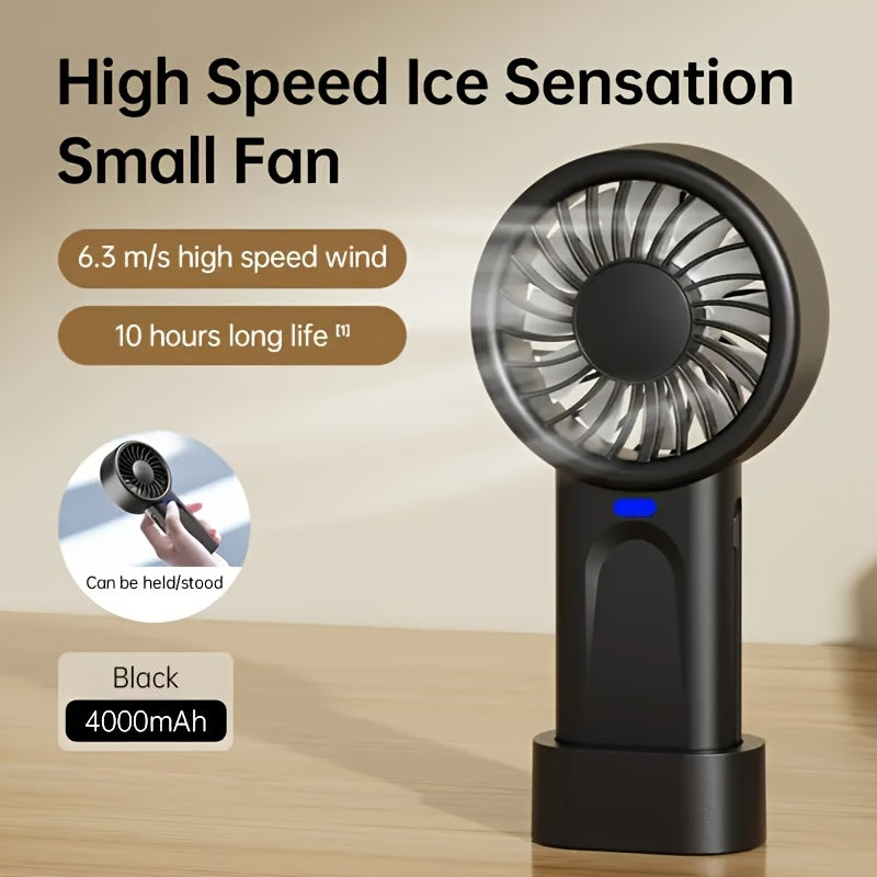1pc Portable, Handheld USB Mini High-Speed Ice-Feel Fan - Rechargeable Lithium Battery