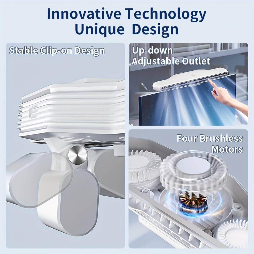 KINYILO Computer Monitor Hanging Fan - 3-Speed Adjustable, Ergonomic Design