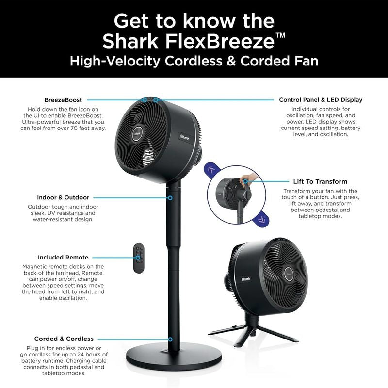 Shark R-UH205 FlexBreeze Indoor & Outdoor Fan with Pedestal & Tabletop