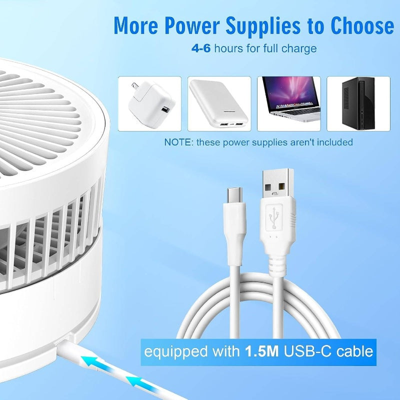 Rechargeable Battery Foldable Desk Travel Camping Pedestal Fan