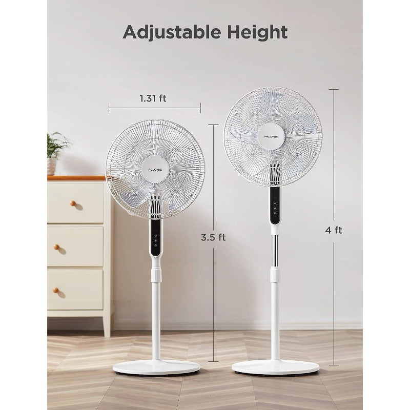 16-Inch Oscillating Pedestal Fan with Remote Control, Adjustable Height (Low\u002FHigh) - Ultra Quiet Motor