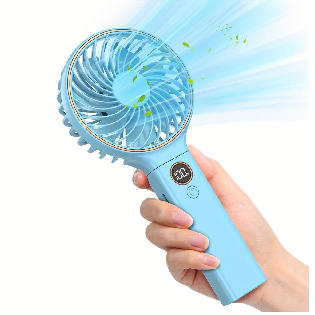 USB Handheld Fan - 6 Speeds Adjustable, 3000mAh Battery, Power Digital Display