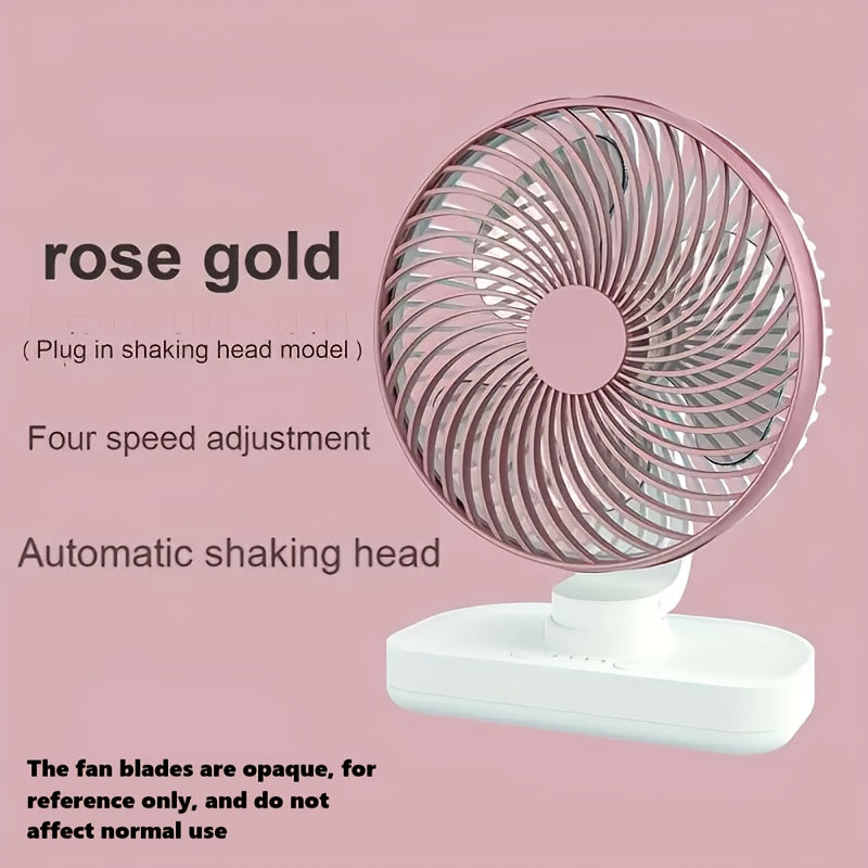 Portable Desk Fan Portable Oscillating Desk Fan | 4-Speed Control, USB Powered