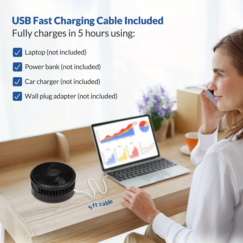 Primevolve Portable Standing Fan, Rechargeable USB Floor Standing Desktop Fan with Remote Control