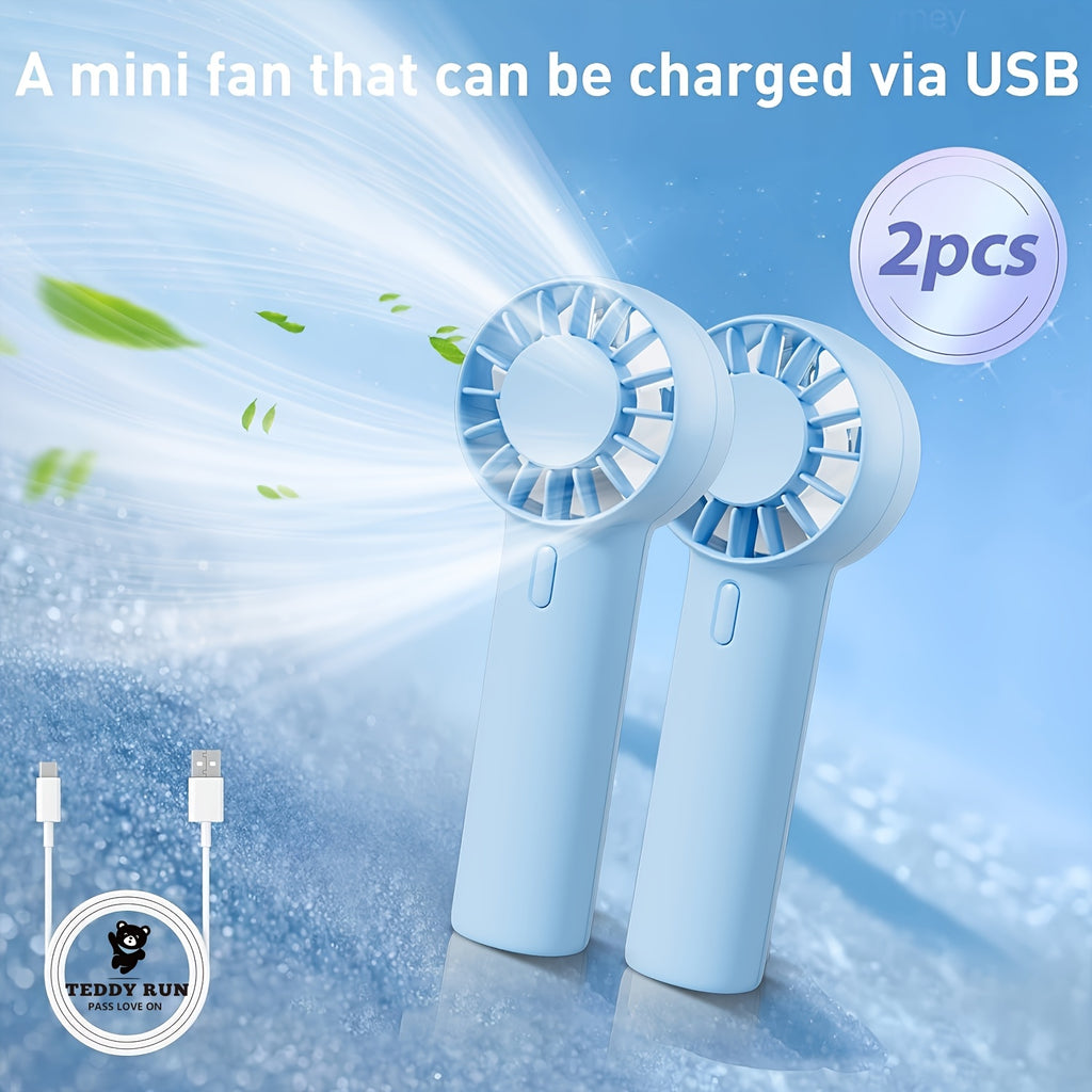 Portable Mini Fans 2pcs Portable Mini Fans | Rechargeable, Encrypted Grille