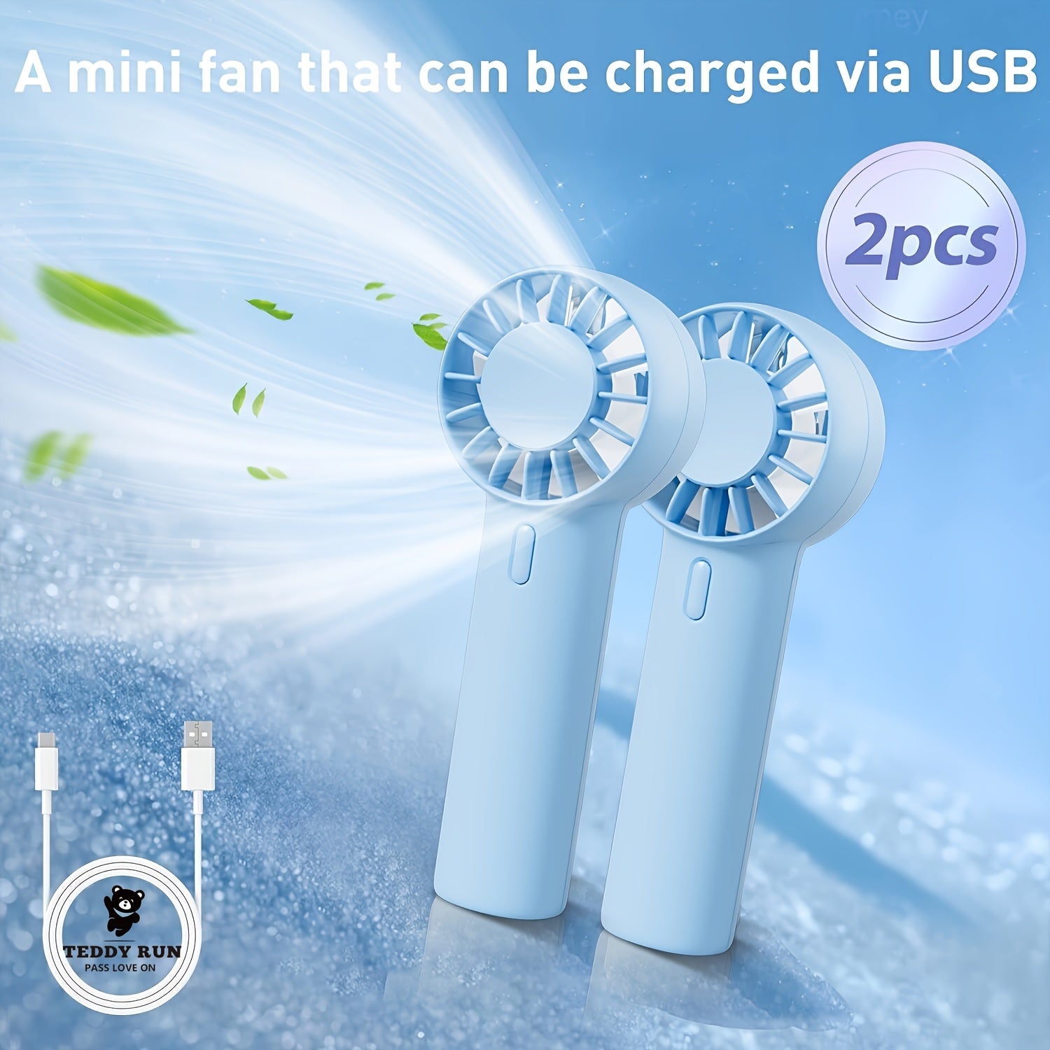 Portable Mini Fans 2pcs Portable Mini Fans | Rechargeable, Encrypted Grille