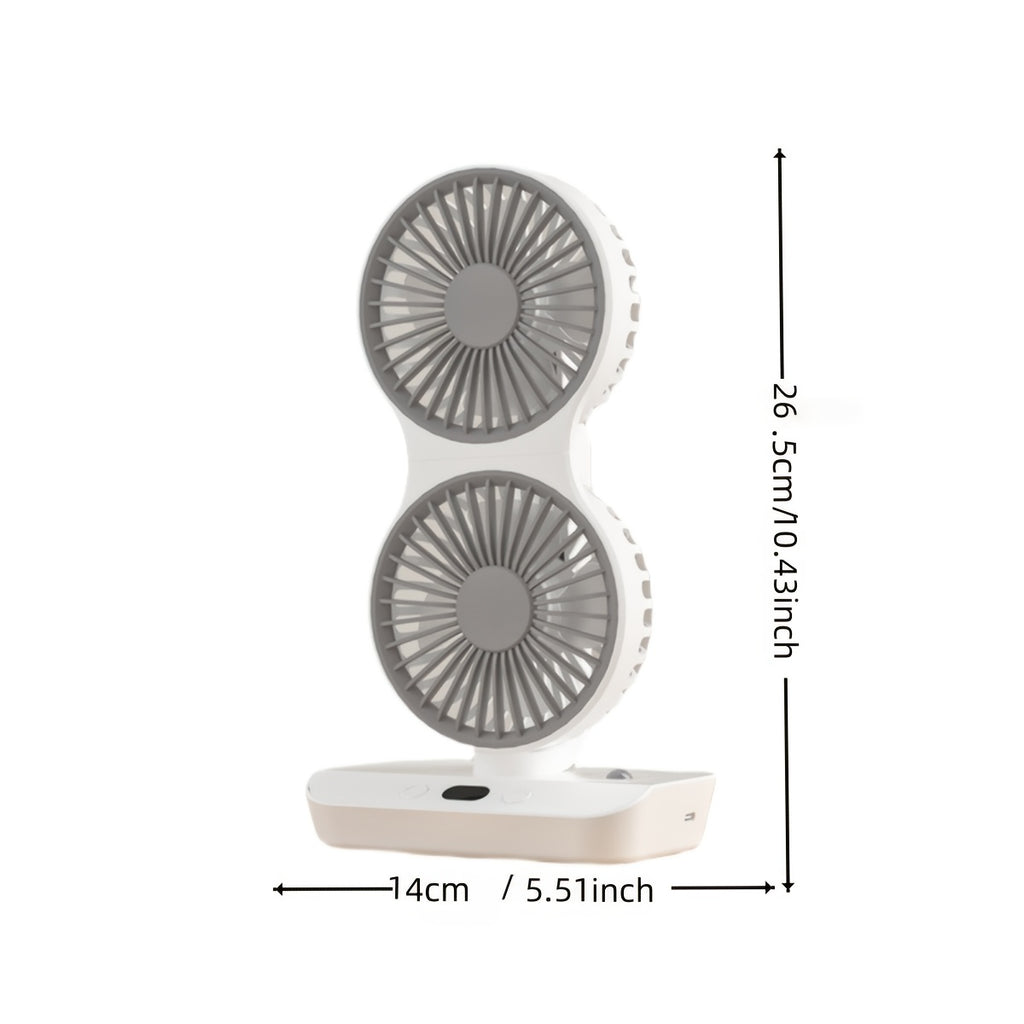 360° Rotatable USB Rechargeable Portable Automatic Rotation Desk Fan with Dual Blades