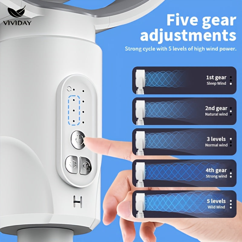 VIVIDAY USB Desk Fan with 3 Adjustable Heights, Wind Speed & Direction Control