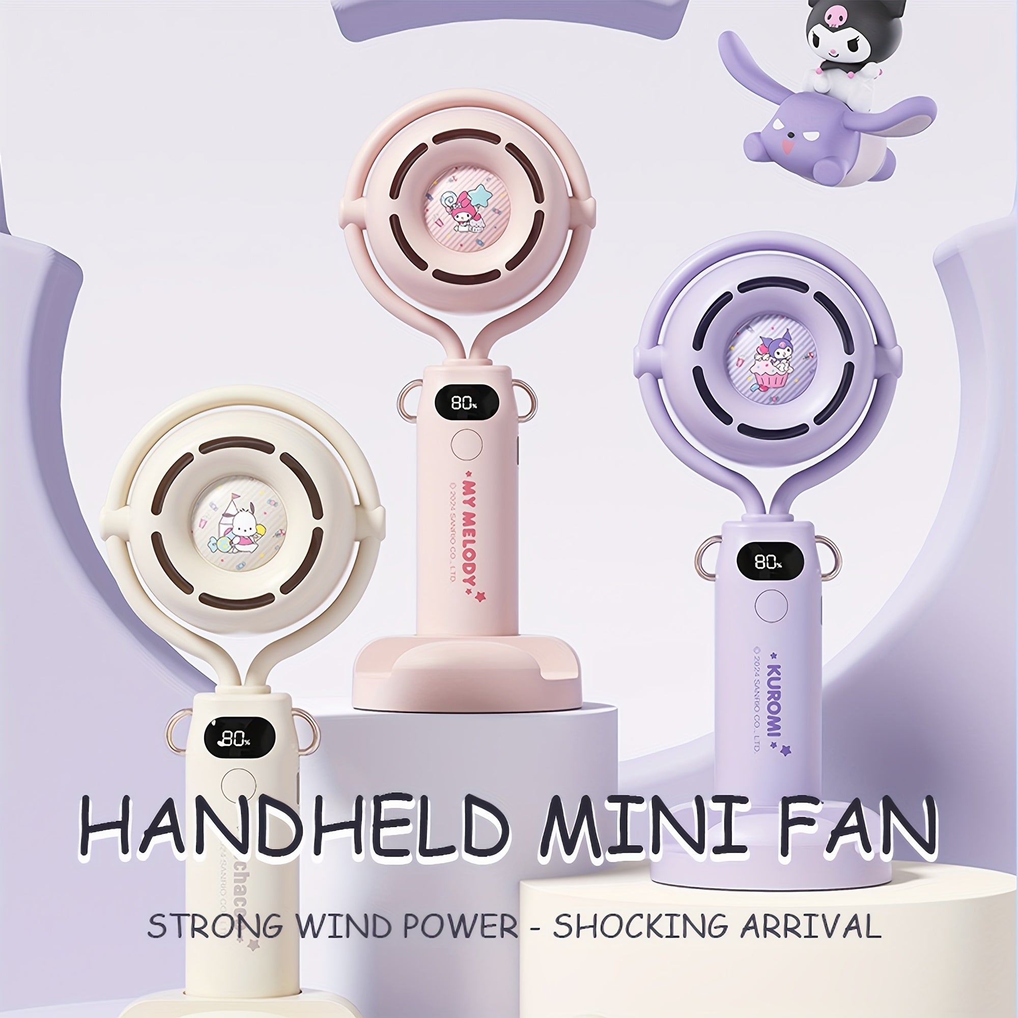 Sanrio Kuromi My Melody Pochacco Mini Handheld Fan - Cute Pink