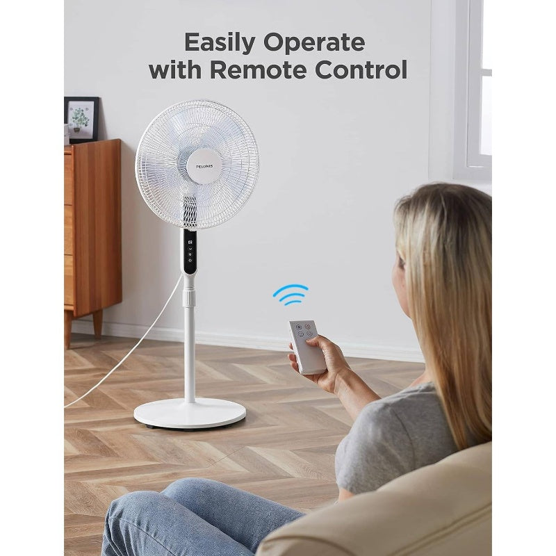 16-Inch Oscillating Pedestal Fan with Remote Control, Adjustable Height (Low\u002FHigh) - Ultra Quiet Motor