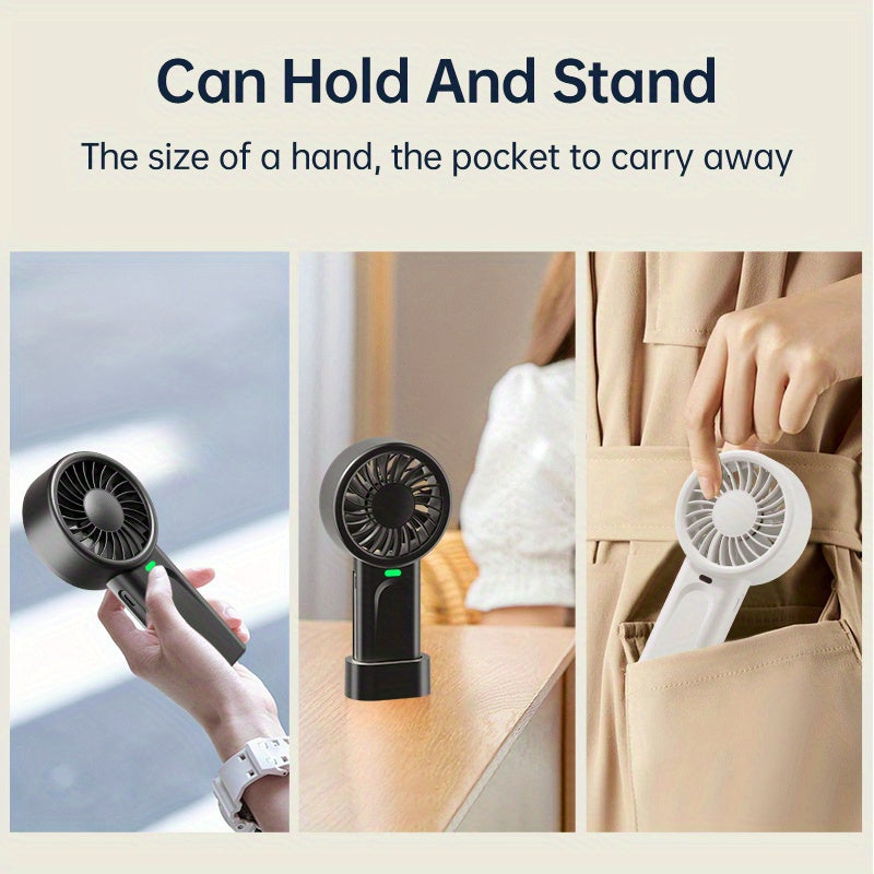 1pc Portable, Handheld USB Mini High-Speed Ice-Feel Fan - Rechargeable Lithium Battery