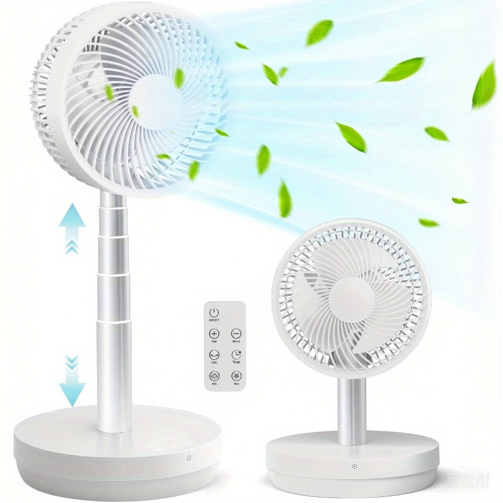Oscillating Fan Portable Foldable Pedestal Fan - Rechargeable Battery Standing Table Fan with