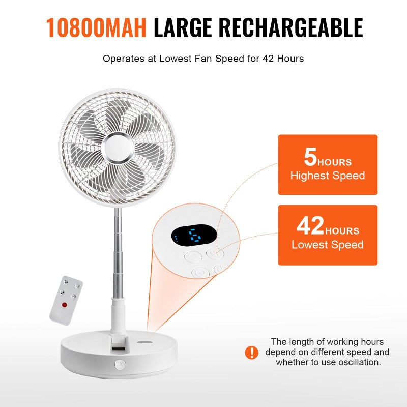 Quality Assurance 12 Inch Foldable Oscillating Standing Fan with Remote Control