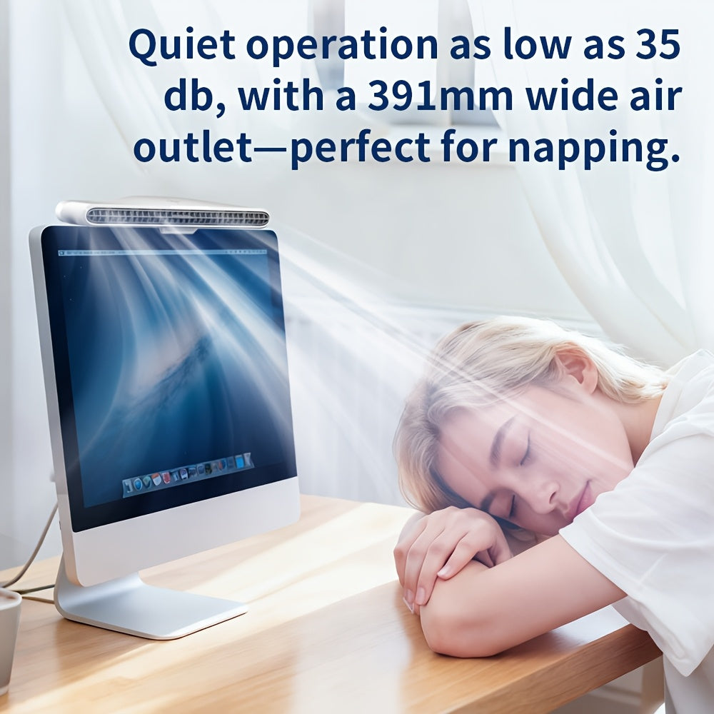 KINYILO Computer Monitor Hanging Fan - 3-Speed Adjustable, Ergonomic Design