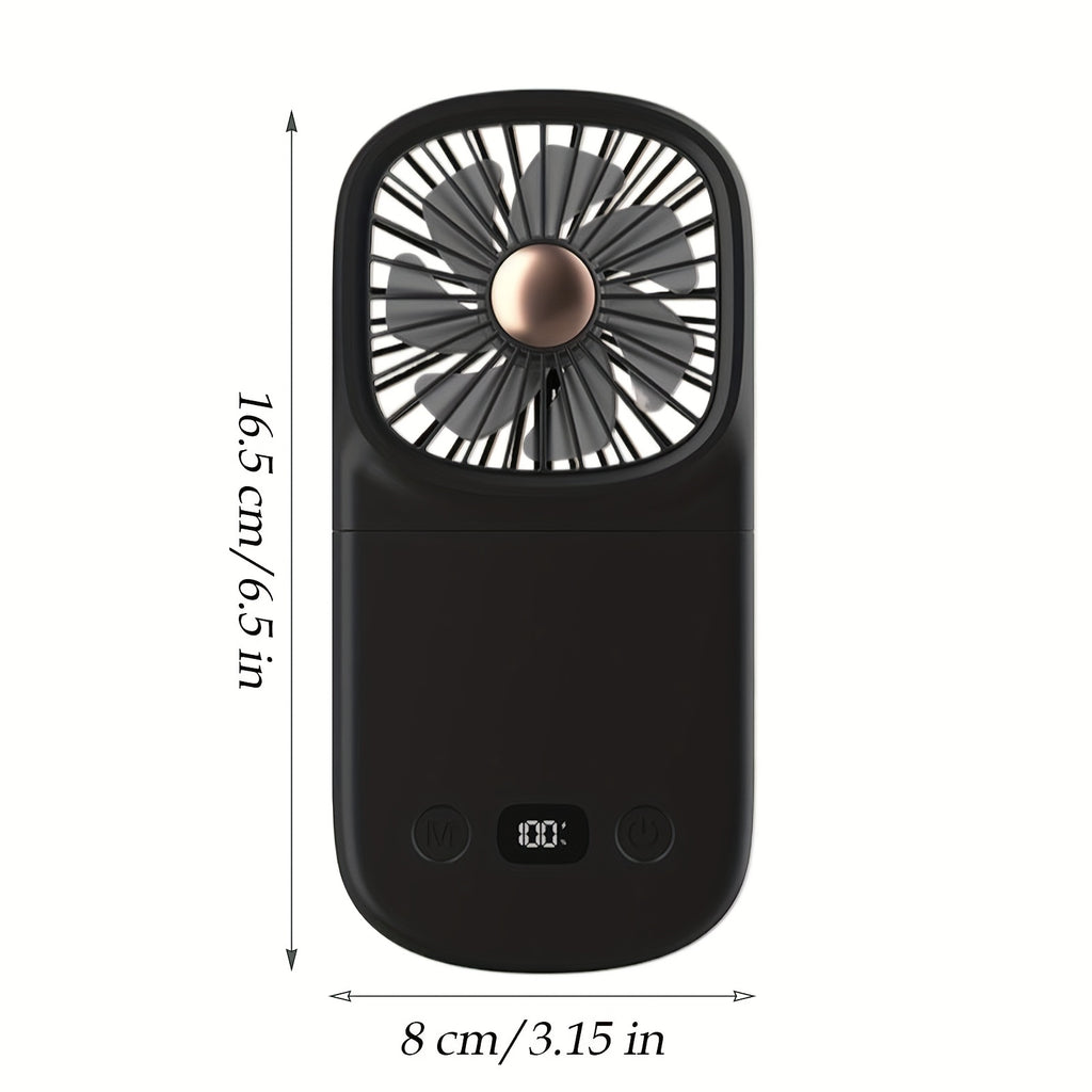 Portable Handheld Fan with Digital Display - Foldable Mini Desk Fan for Indoor & Outdoor Use