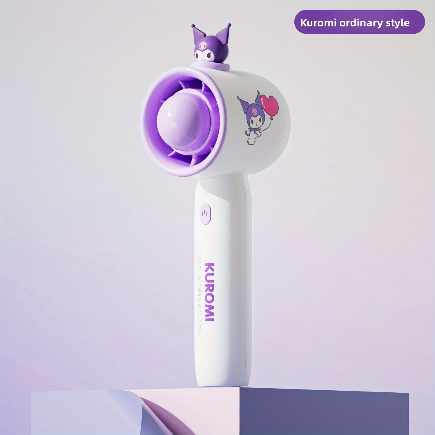 Sanrio Portable Handheld Mist Fan & Humidifier - Cute Purple & White Personal Cooling Device with Quiet Operation