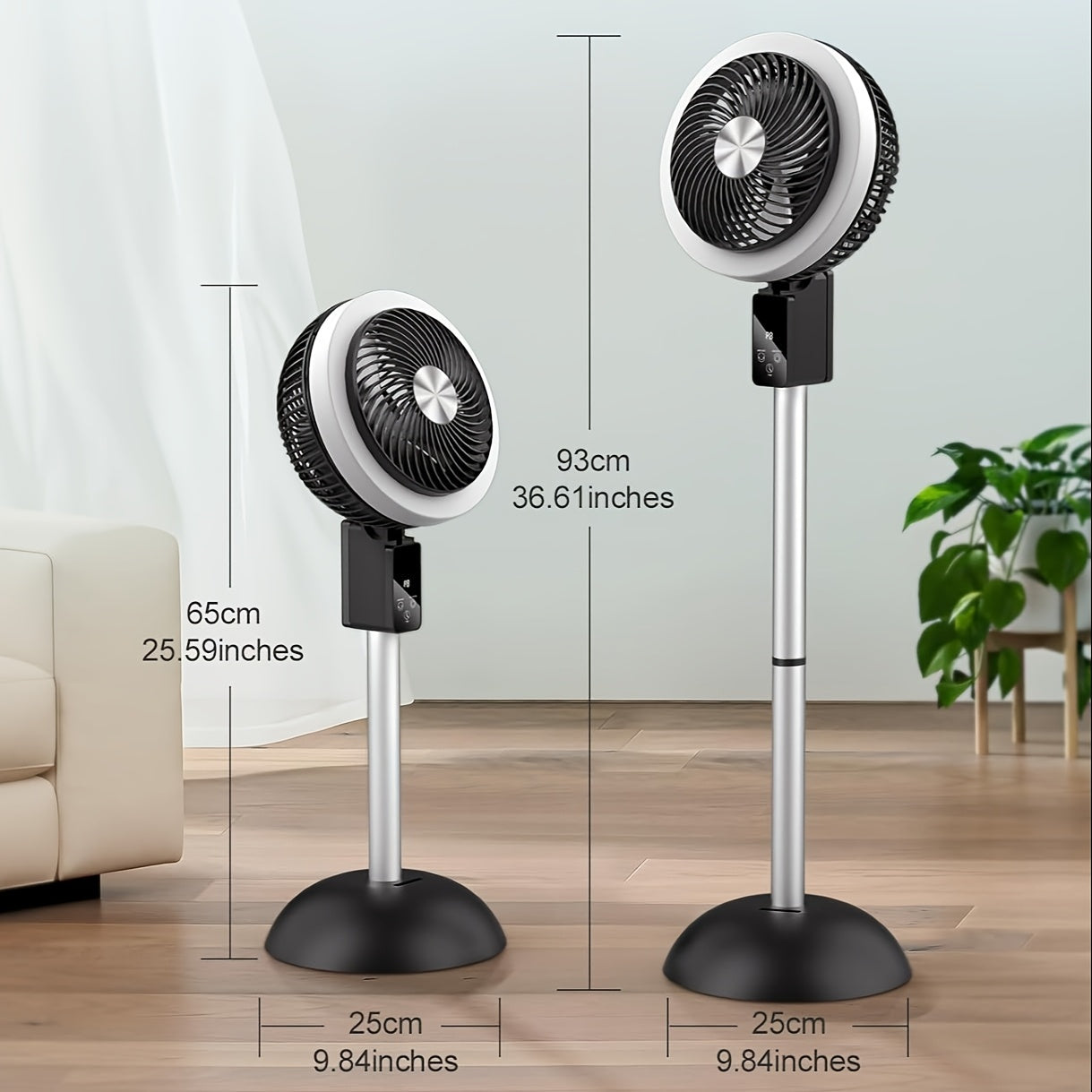 Oscillating Pedestal  with Remote, 10000mAh Quiet Floor  with DC Motor, Standing  for Home