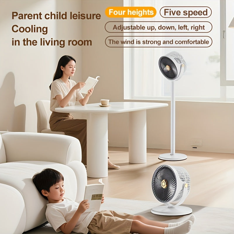 Adjustable high and low fans,5-speed wind speed, Type-C charging interface