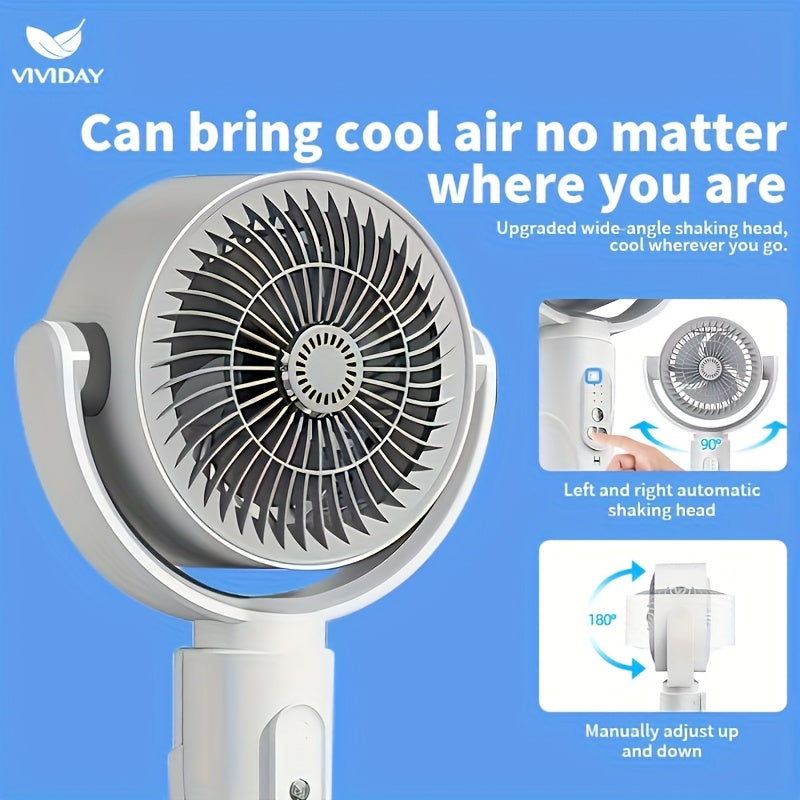 VIVIDAY USB Desk Fan with 3 Adjustable Heights, Wind Speed & Direction Control