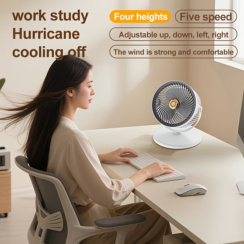 Adjustable high and low fans,5-speed wind speed, Type-C charging interface