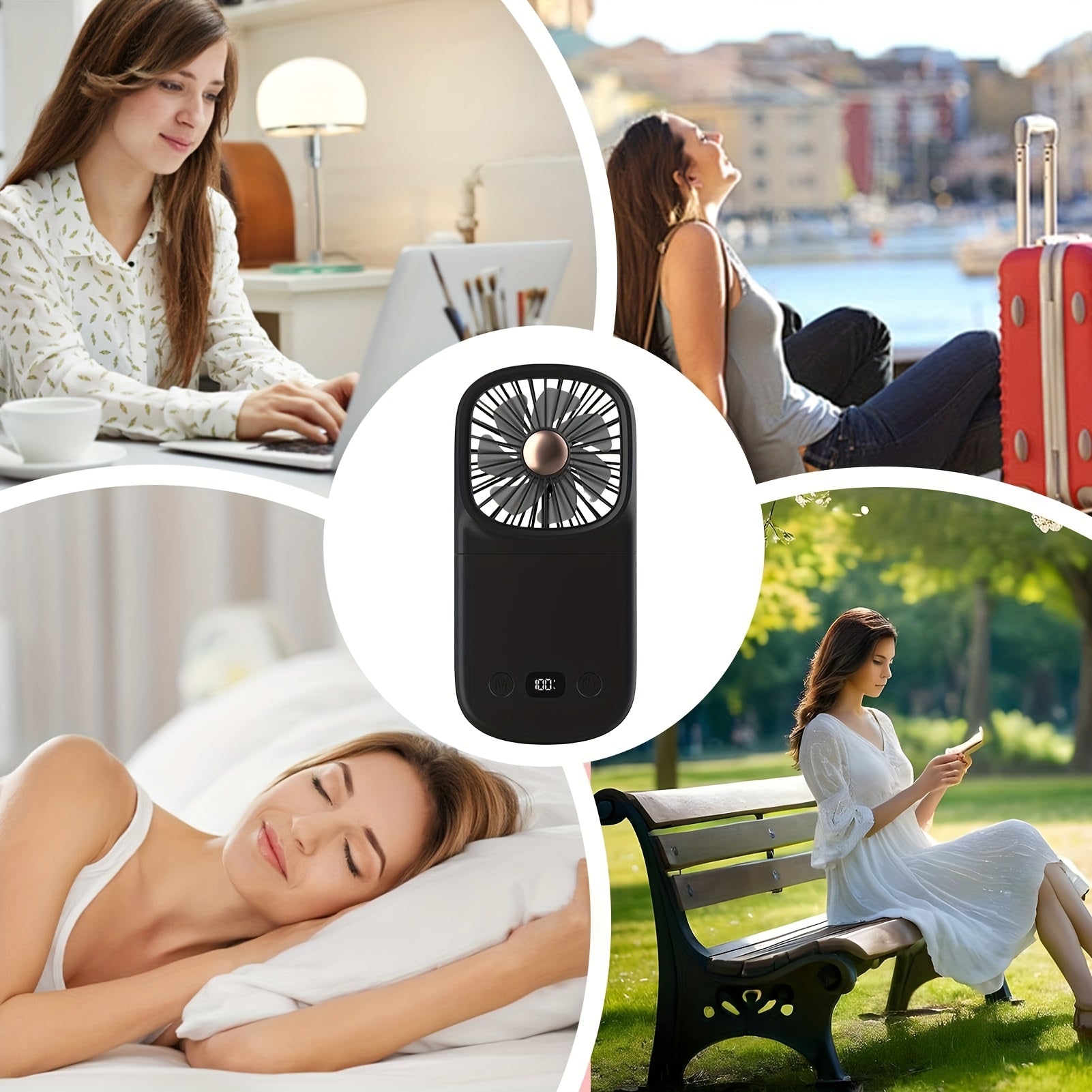 Portable Handheld Fan with Digital Display - Foldable Mini Desk Fan for Indoor & Outdoor Use