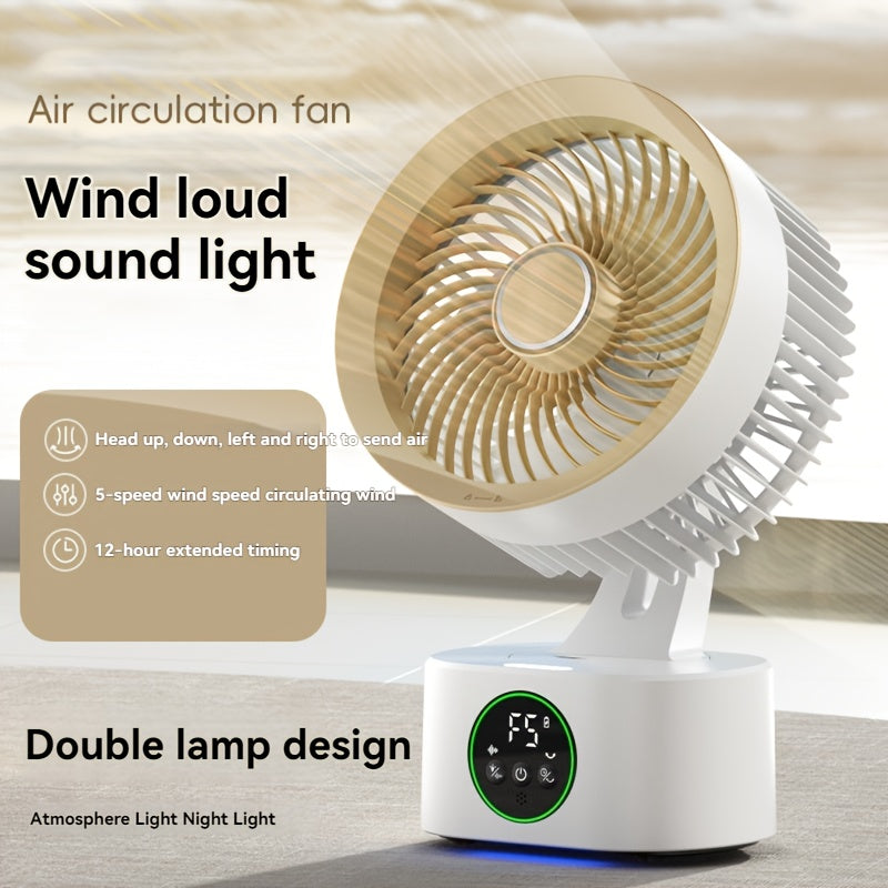 SENBOWE USB-Powered Large Wind Desktop Fan with Colorful LED Lights