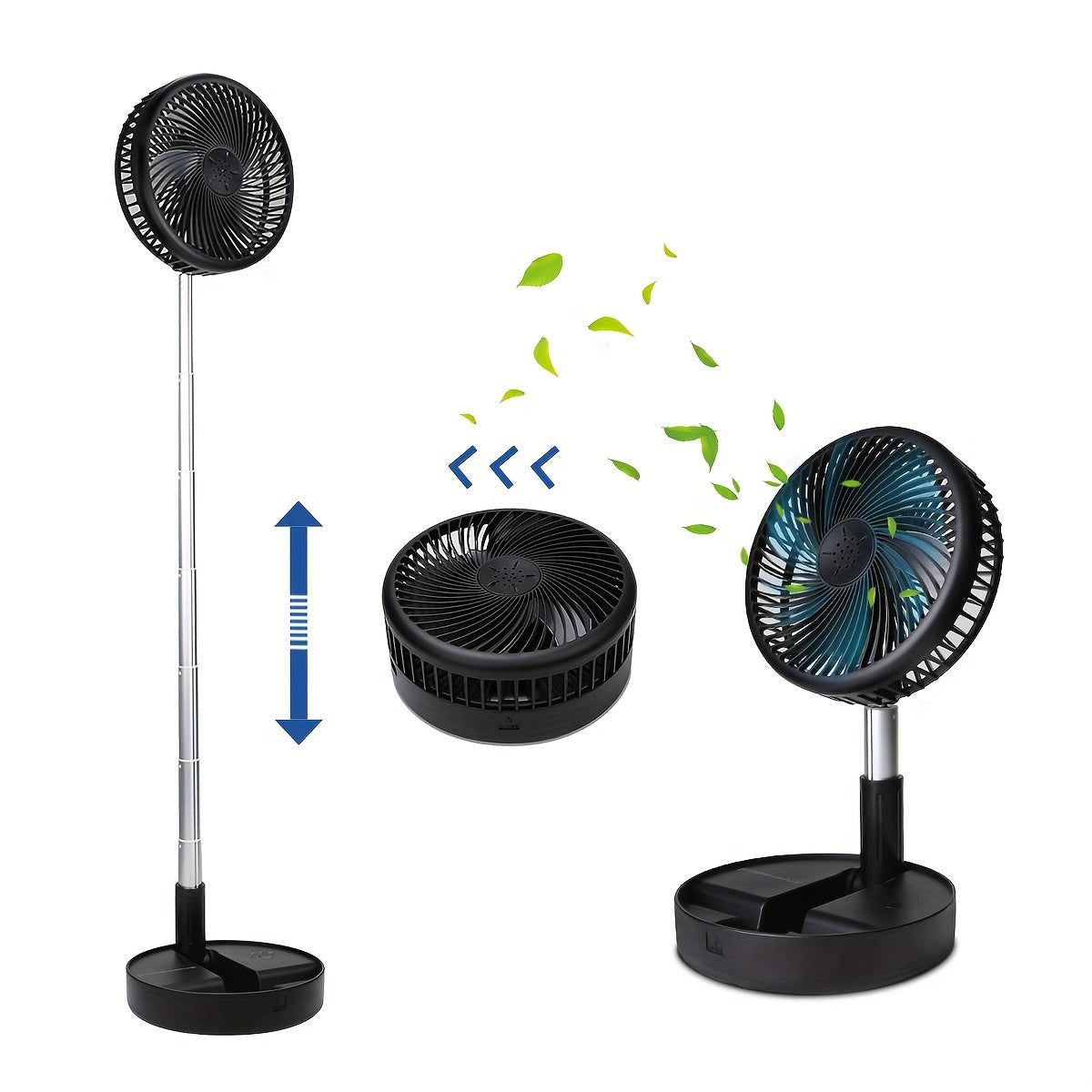 Primevolve Portable Standing Fan, Rechargeable USB Floor Standing Desktop Fan with Remote Control