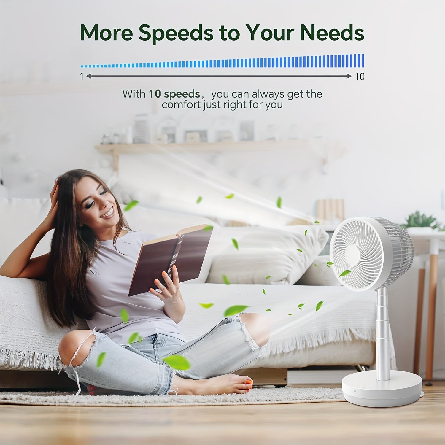 Tower Fan, Oscillation fan with Remote Control, Standing fan for office, 3 Wind Modes, Time Settings