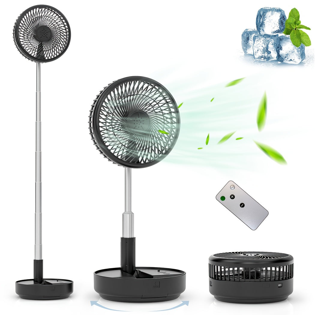 Primevolve Portable Standing Fan, Rechargeable USB Floor Standing Desktop Fan with Remote Control