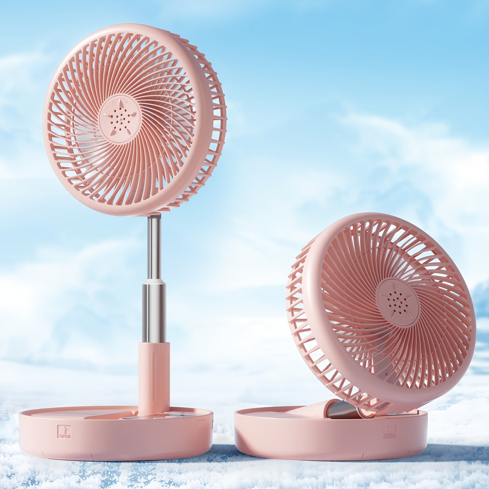 Primevolve Portable Standing Fan, Rechargeable USB Floor Standing Desktop Fan with Remote Control