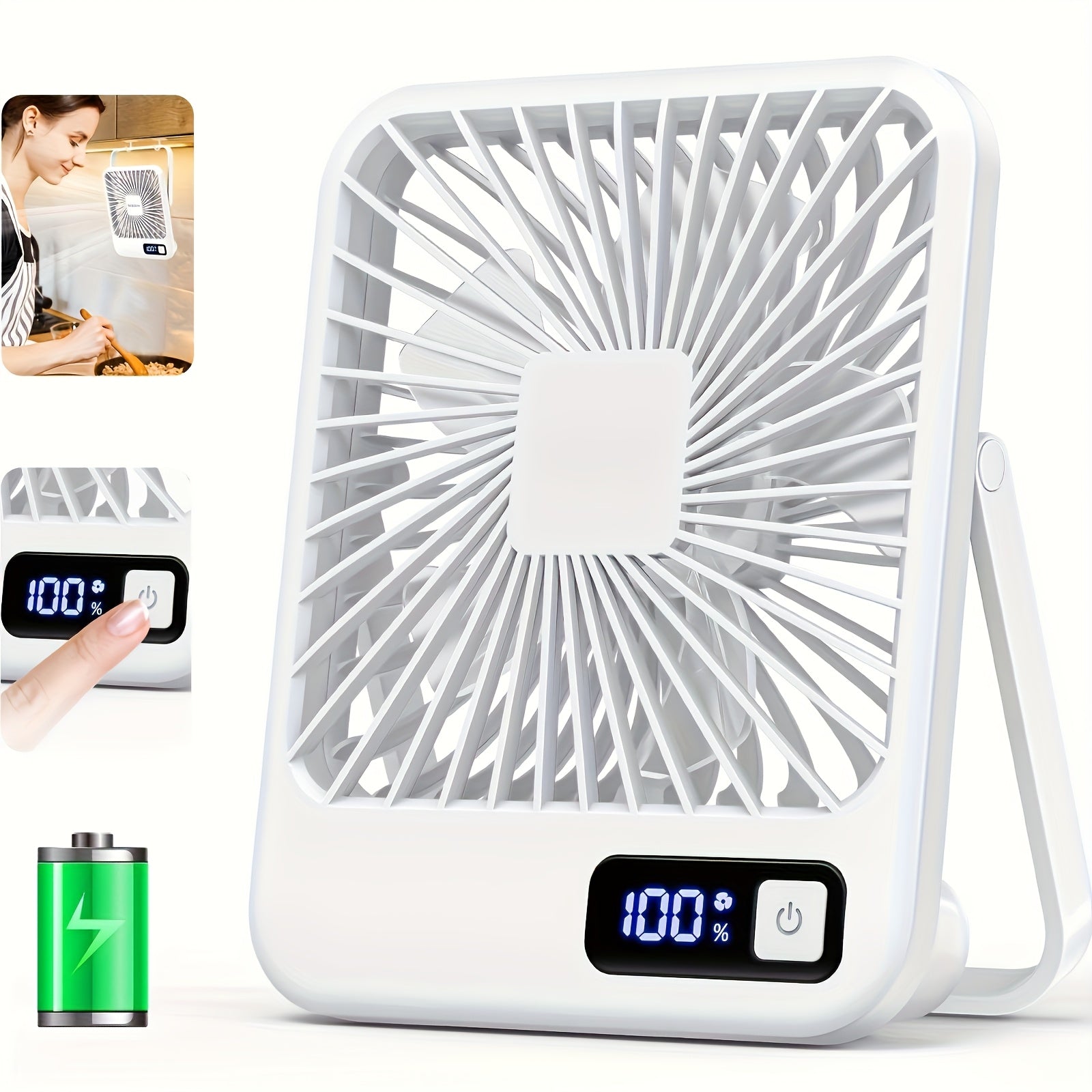 MESIONDY Rechargeable Portable Fan with Power Display, 2000mAh 180° Foldable