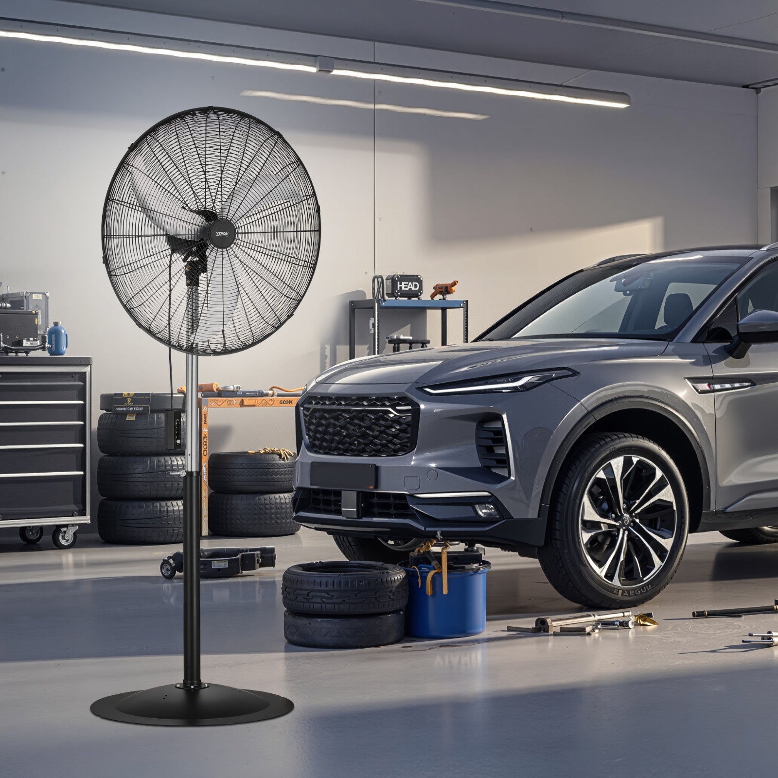 VEVOR 18\u002F20\u002F24\u002F30 inch Industrial Pedestal Fan 3-Speed Oscillating Fan Height Adjustable