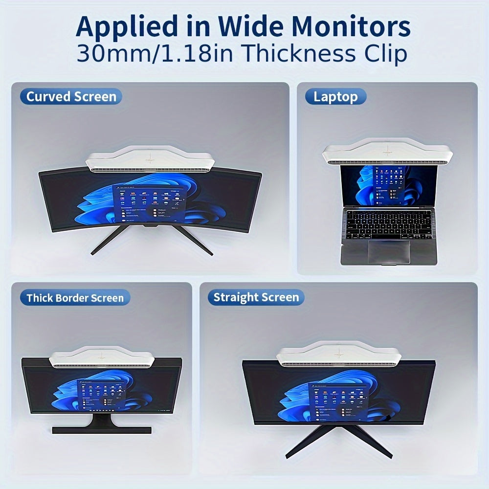 KINYILO Computer Monitor Hanging Fan - 3-Speed Adjustable, Ergonomic Design
