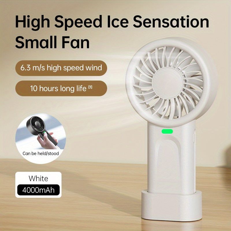 1pc Portable, Handheld USB Mini High-Speed Ice-Feel Fan - Rechargeable Lithium Battery