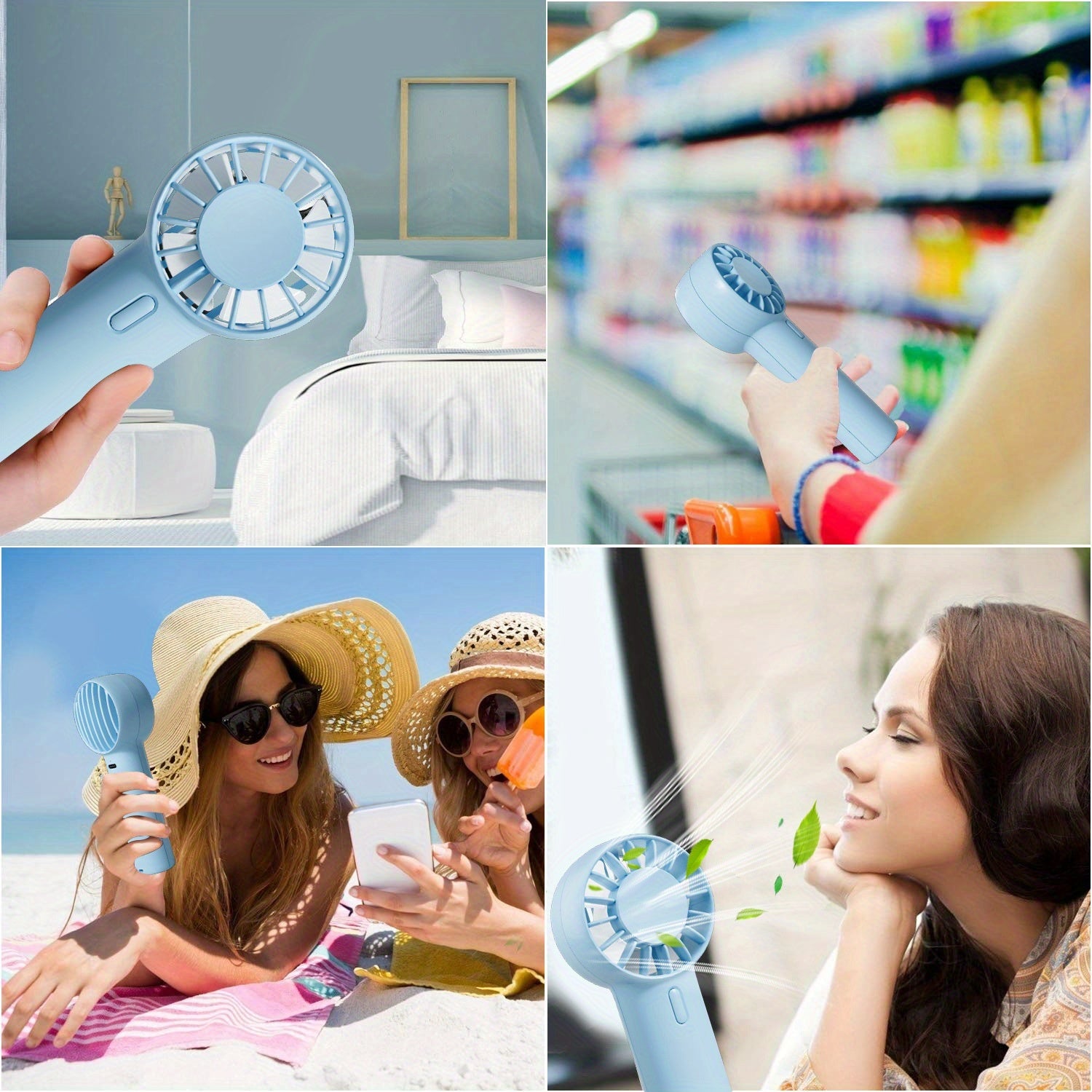 Portable Mini Fans 2pcs Portable Mini Fans | Rechargeable, Encrypted Grille