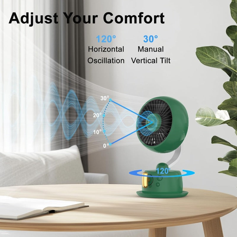 Magnetic Aromatherapy Desk FanCordlessTable Air Circulator Fan with Night Light 120° Auto Swing