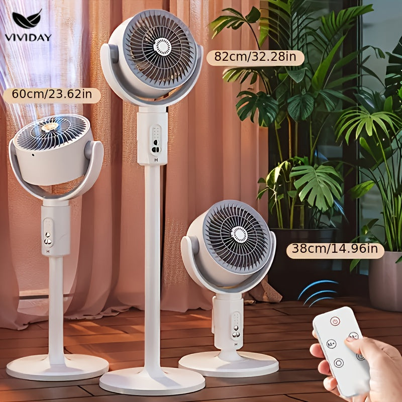 VIVIDAY USB Desk Fan with 3 Adjustable Heights, Wind Speed & Direction Control
