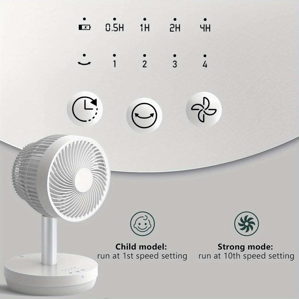 Oscillating Fan Portable Foldable Pedestal Fan - Rechargeable Battery Standing Table Fan with