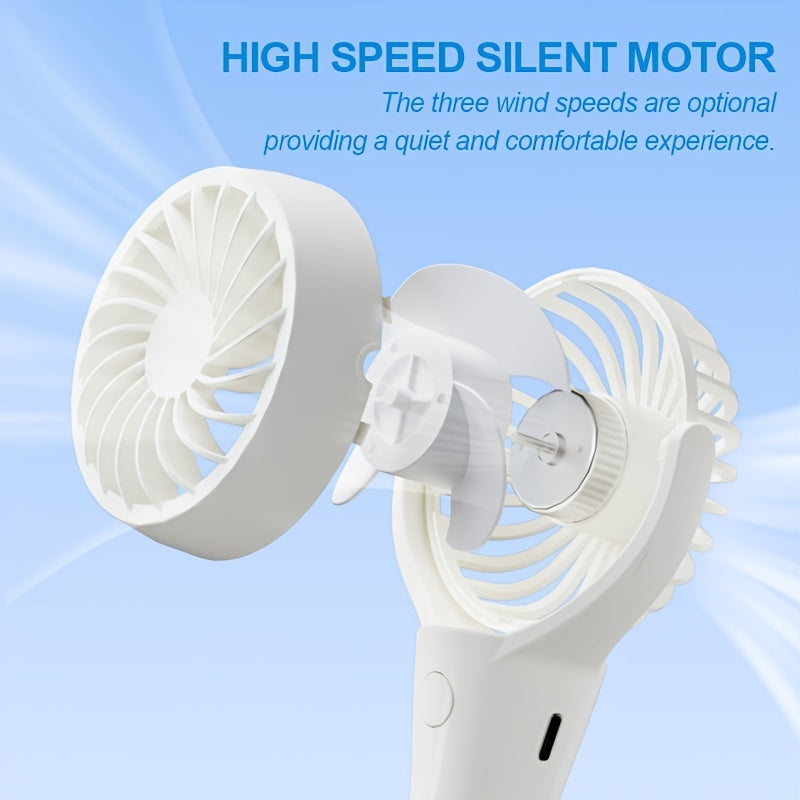 4pcs Adjustable Portable Handheld Fan, USB Rechargeable Fan with 3 Speed Adjustable Handheld Fan
