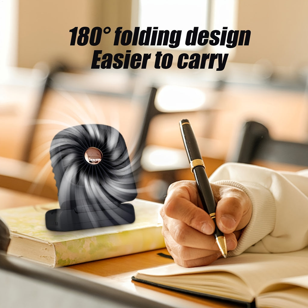 Portable Handheld Fan with Digital Display - Foldable Mini Desk Fan for Indoor & Outdoor Use