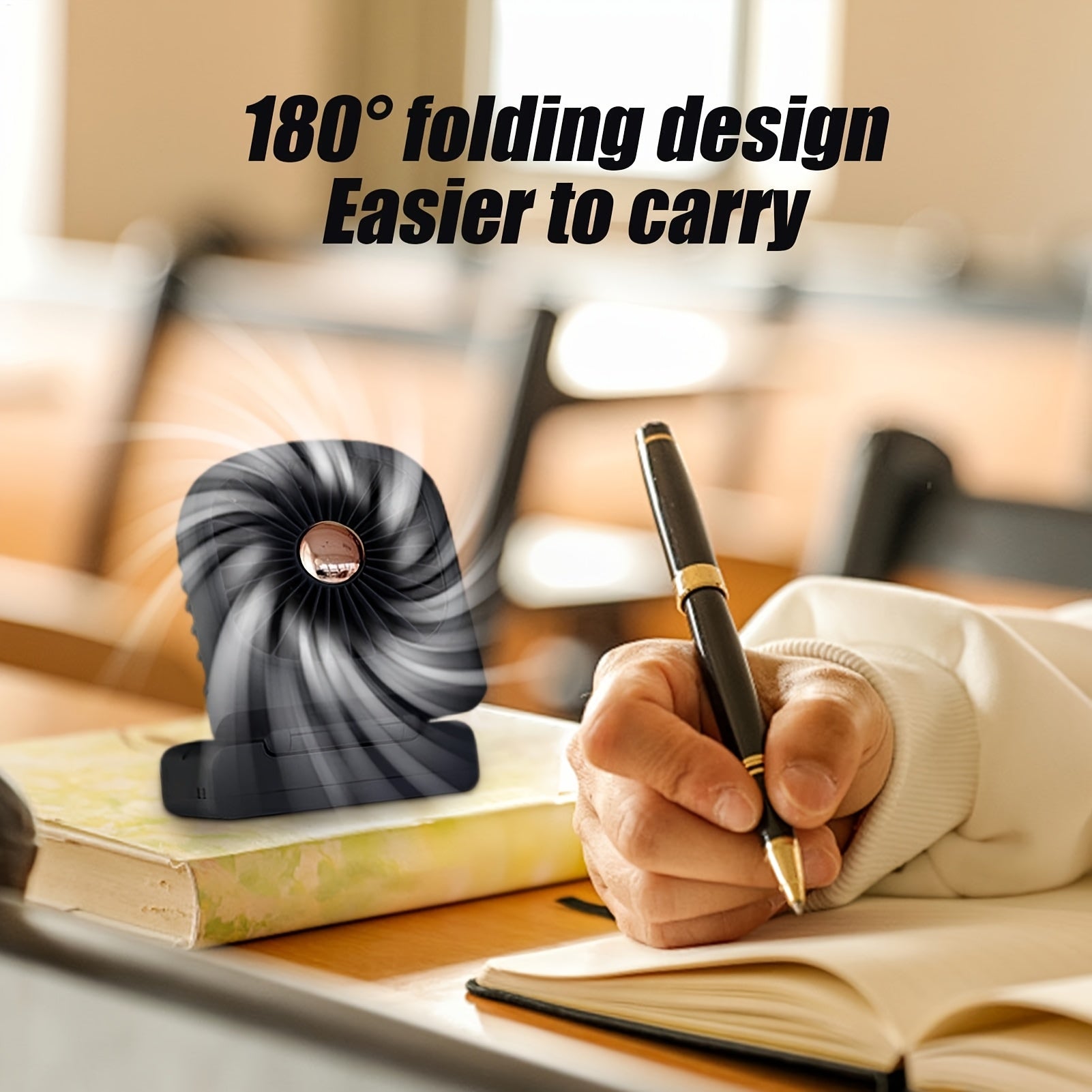 Portable Handheld Fan with Digital Display - Foldable Mini Desk Fan for Indoor & Outdoor Use