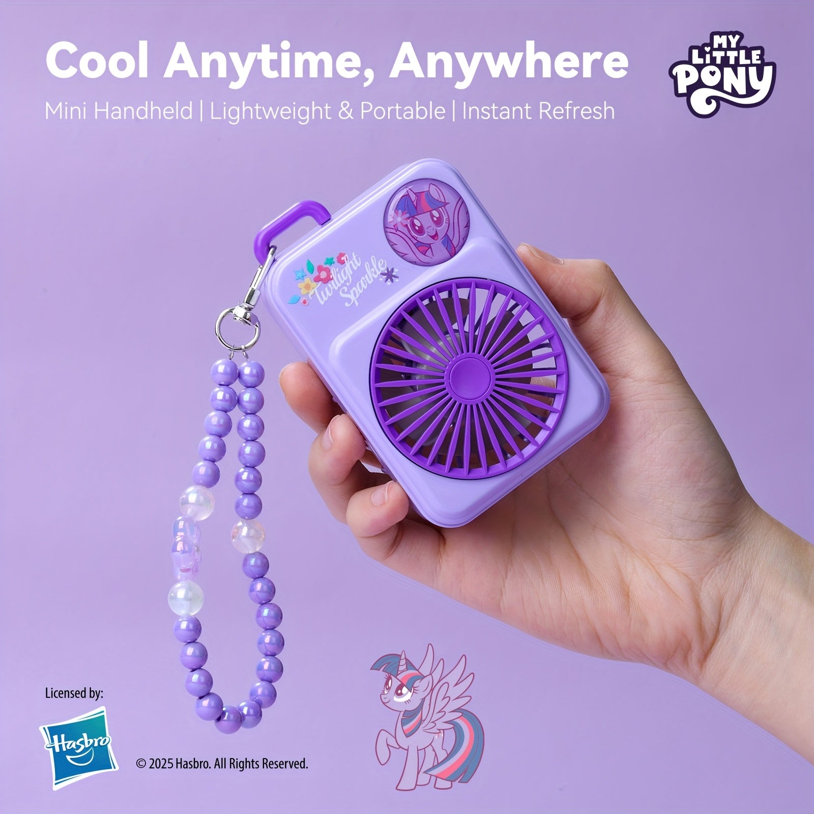 My Little Pony Portable Mini Fan with USB, 3-speed Adjustable Wind Modes, Lightweight Design