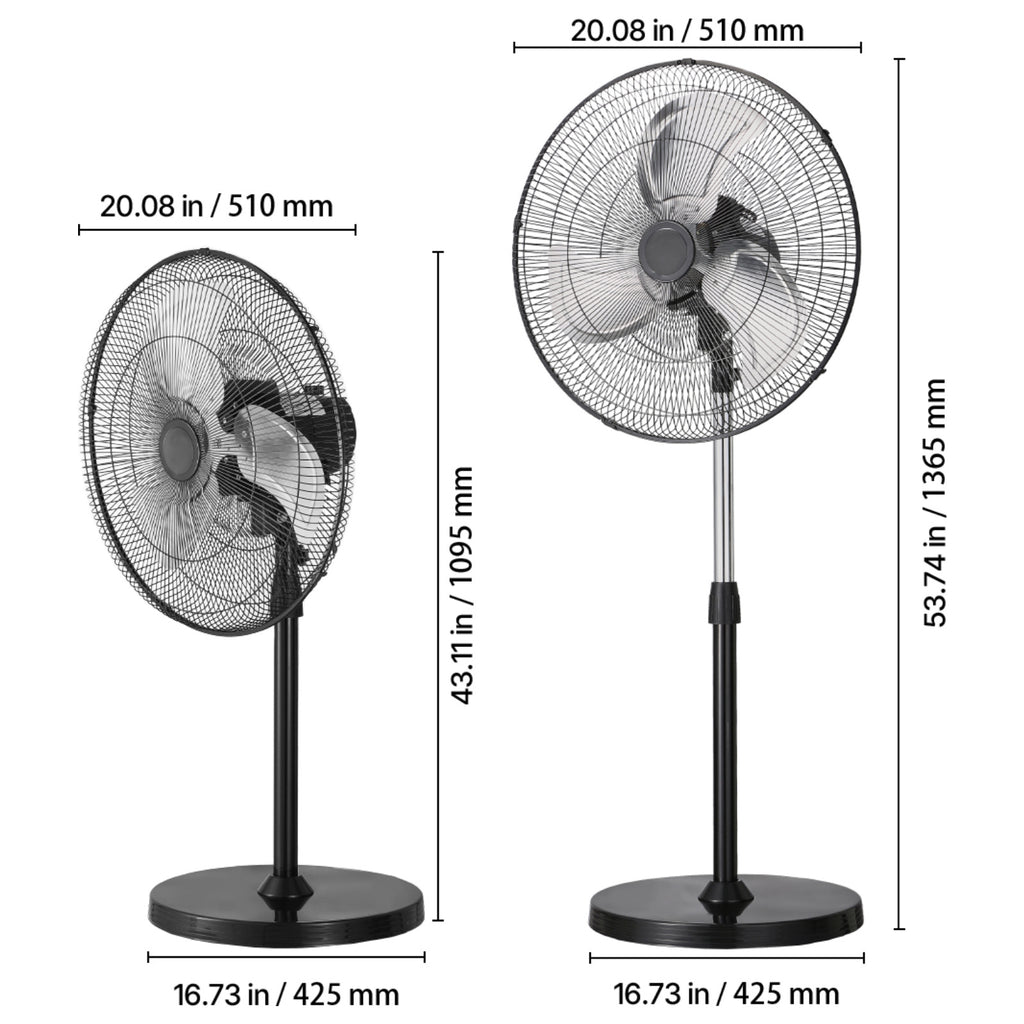 VEVOR 18\u002F20\u002F24\u002F30 inch Industrial Pedestal Fan 3-Speed Oscillating Fan Height Adjustable
