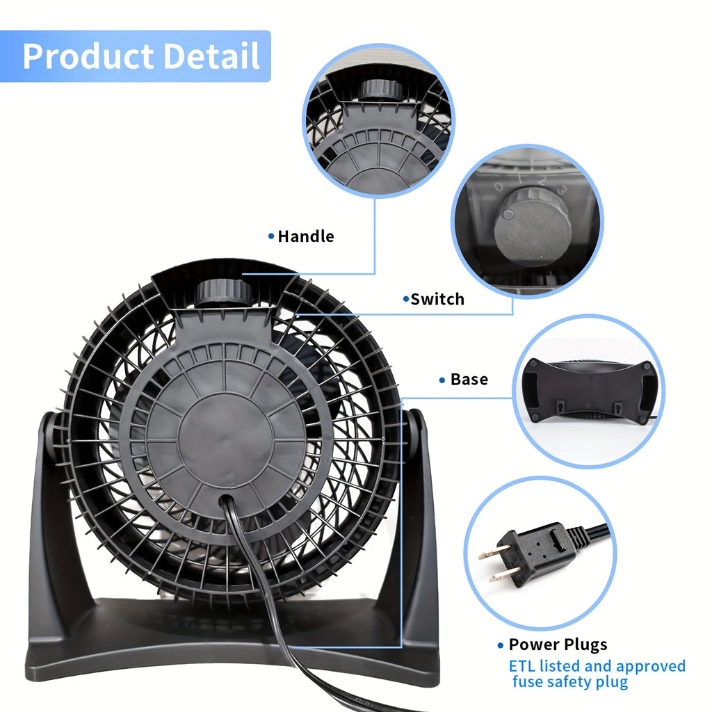 8-Inch Turbo Fans\u002F6 Inch Clip Fan for Bedroom, 3 Speed Table Fan with Adjustable Tilt