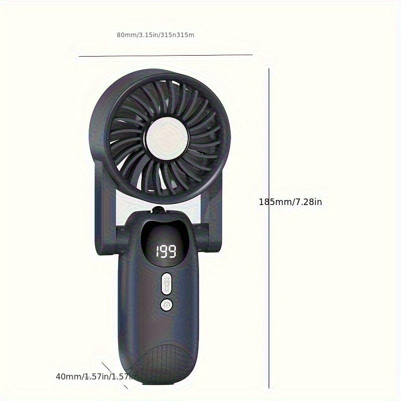 Foldable Digital Display Mini Fan, Essential for Outdoor Office & Students