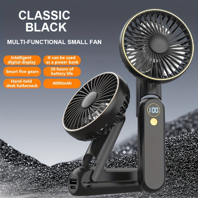NEW USB charging foldable handheld small fan, can hang neck and desktop