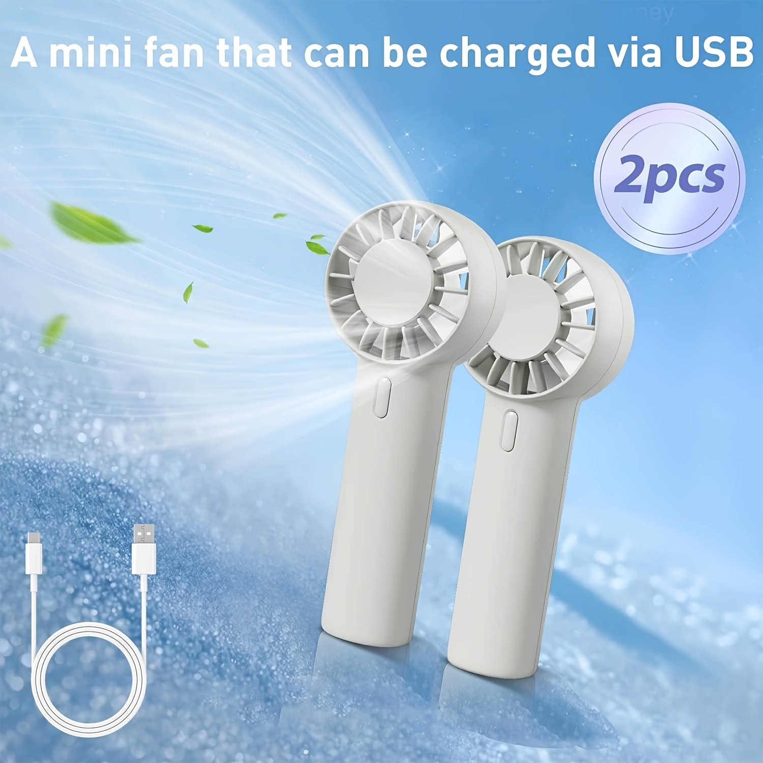 Portable Mini Fans 2pcs Portable Mini Fans | Rechargeable, Encrypted Grille
